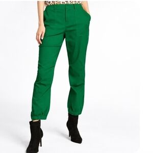 INC Stretch Zippered Ankle Pocketed Cargo Mid Rise Jogger Pants Green, Size 6